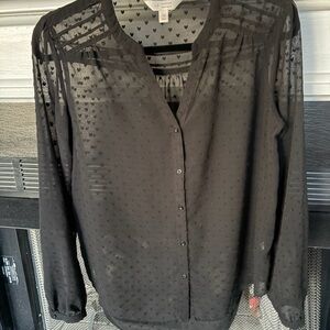 LC Lauren Conrad Black Heart Pattern Blouse